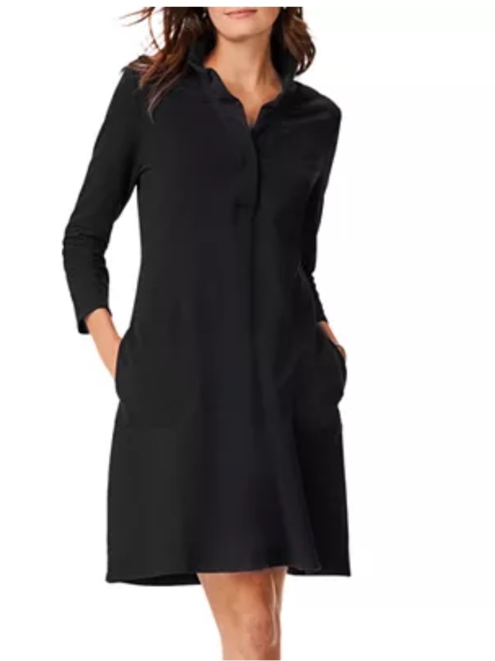 Nic+Zoe Womens  Ruffled Up Dress Black Size Small Petite
